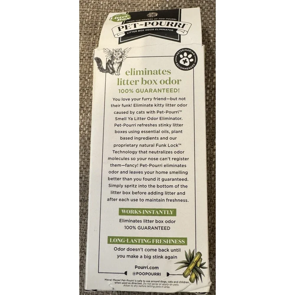 Pet-Pourri Smell Ya Litter Cat Litter Deodorizer Spray Purrfectly Bamboo 3.4